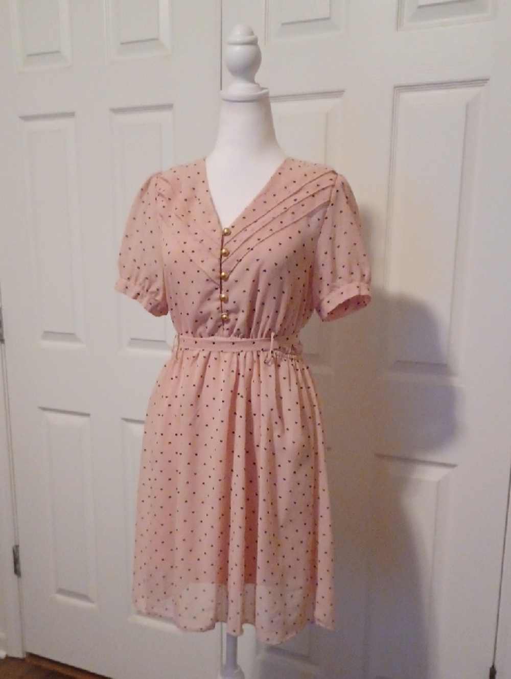 <> Sam & Max Pink  Midi Dress with Gold Buttons